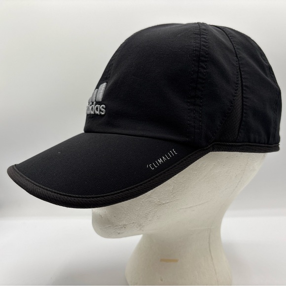 Adidas MEN’s Climalite Lightweight Black Gray Logo Adjustable Running Hat OSFM - Picture 3 of 14
